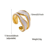 Gold and white ring with measurements on a white background